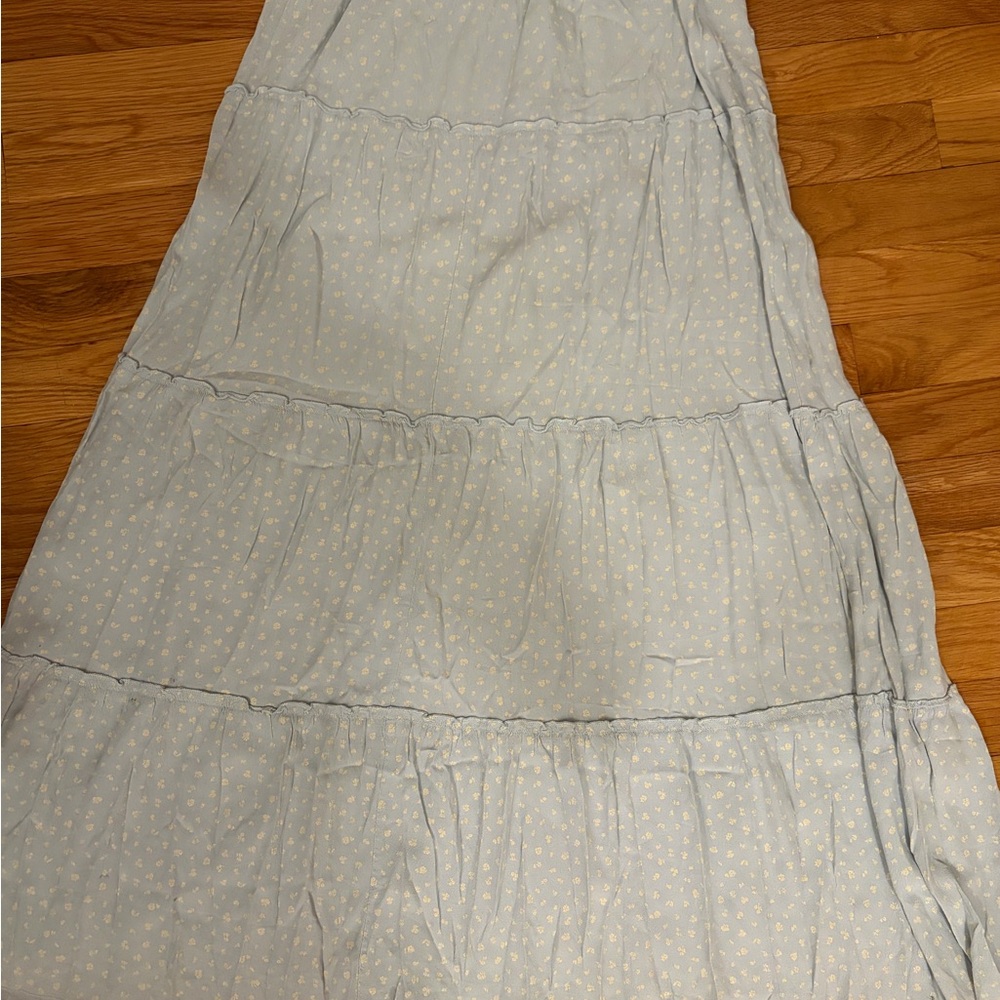 Brandy Melville Light Blue and White Polka Dot Dress